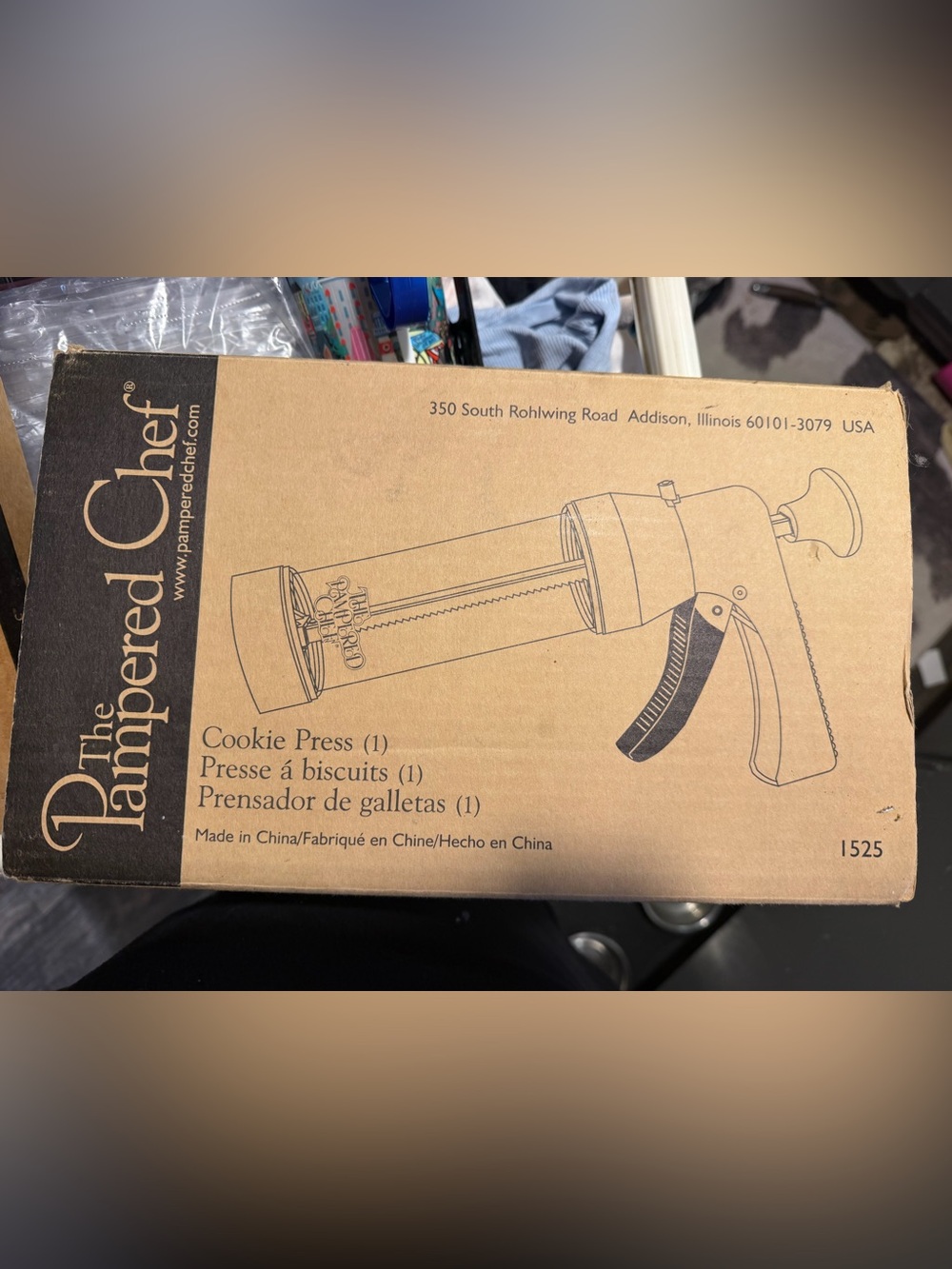 The Pampered Chef Brown and Black Cookie Press Packaging